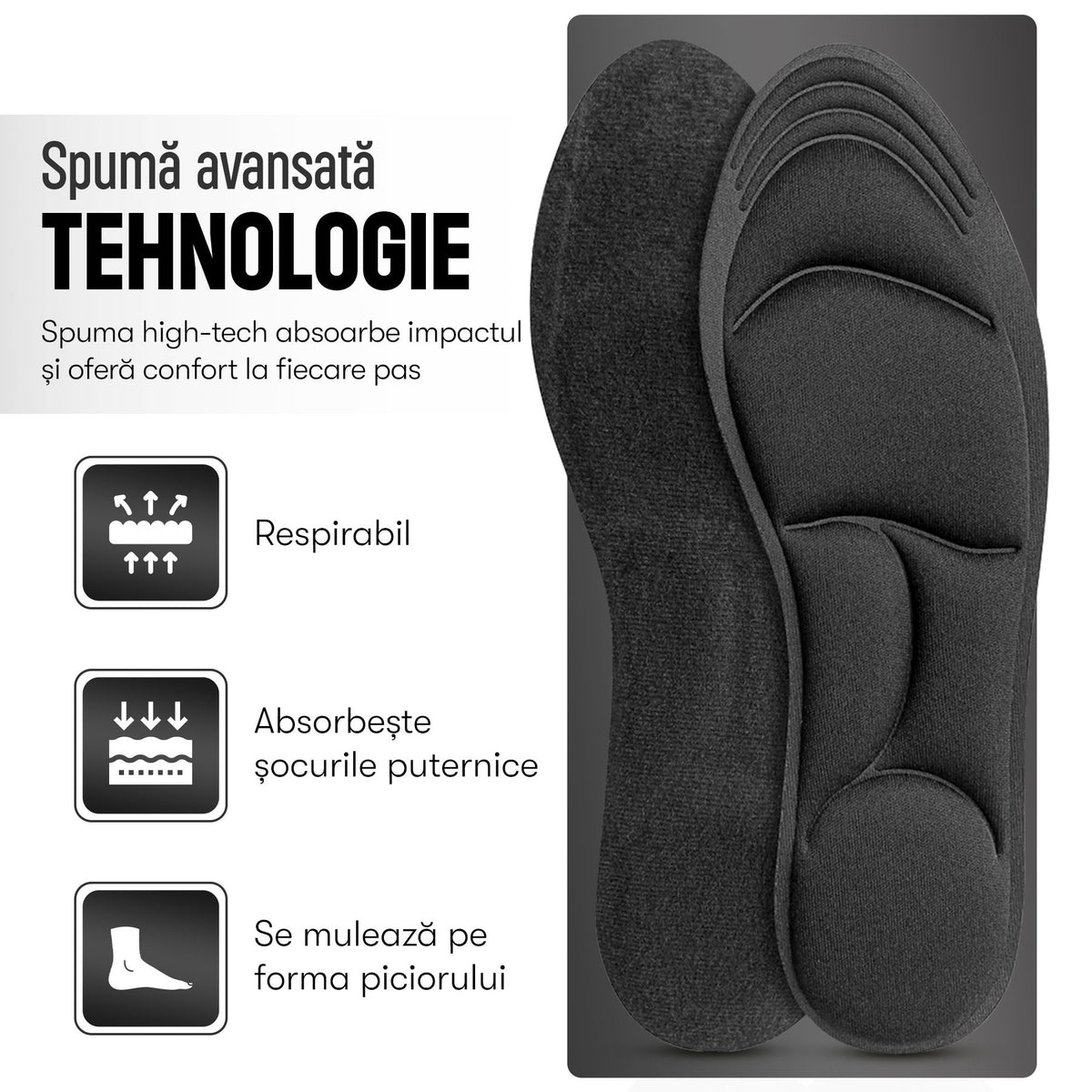 Branțuri ortopedice Memory Foam 4D negre