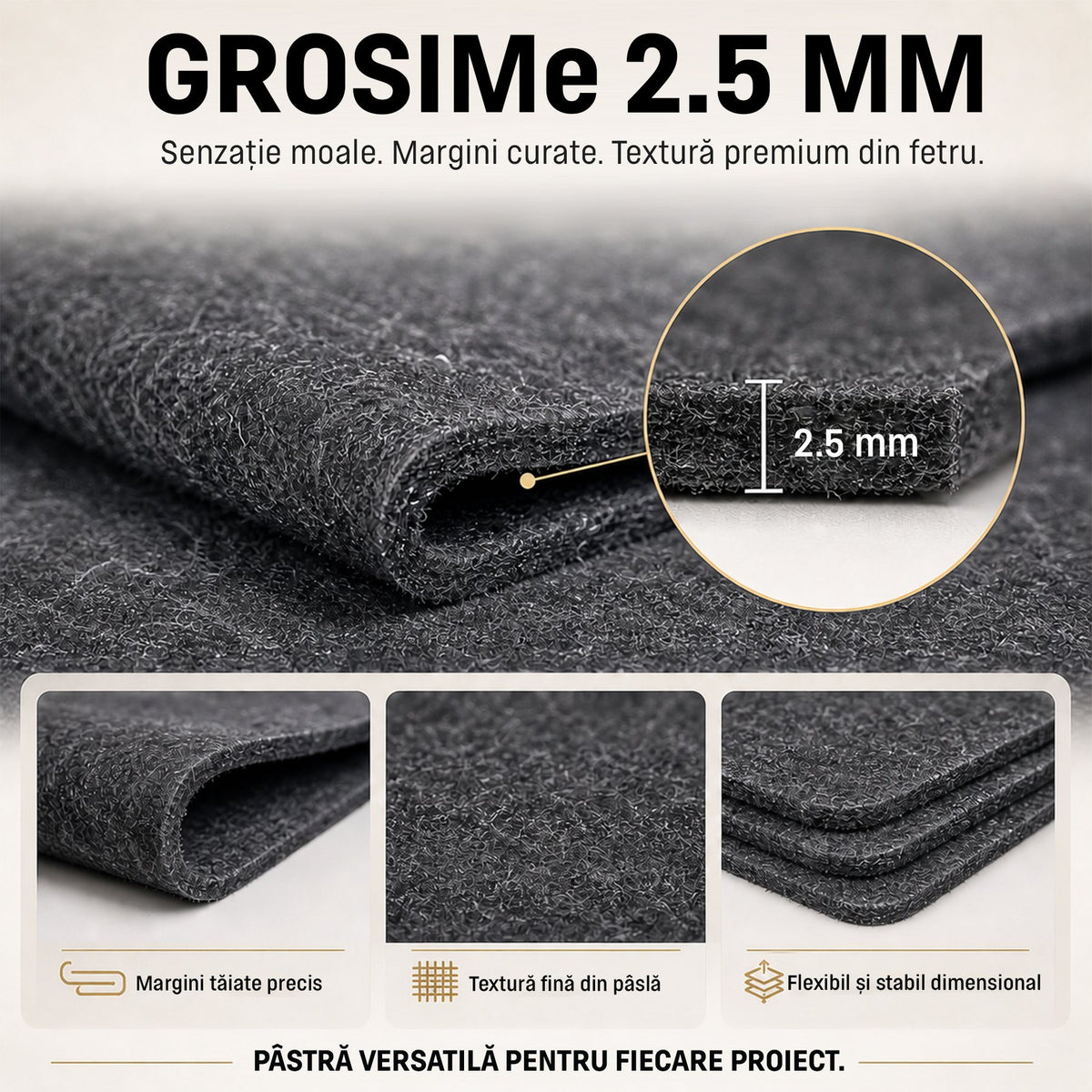 Fetru tehnic pâslă 350 g/m² antracit
