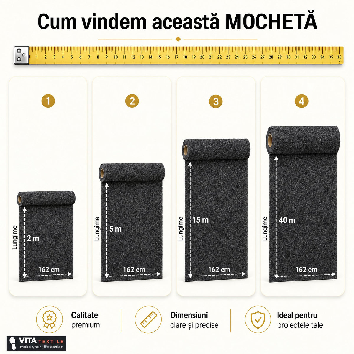 Mochetă antracit 3,5 mm